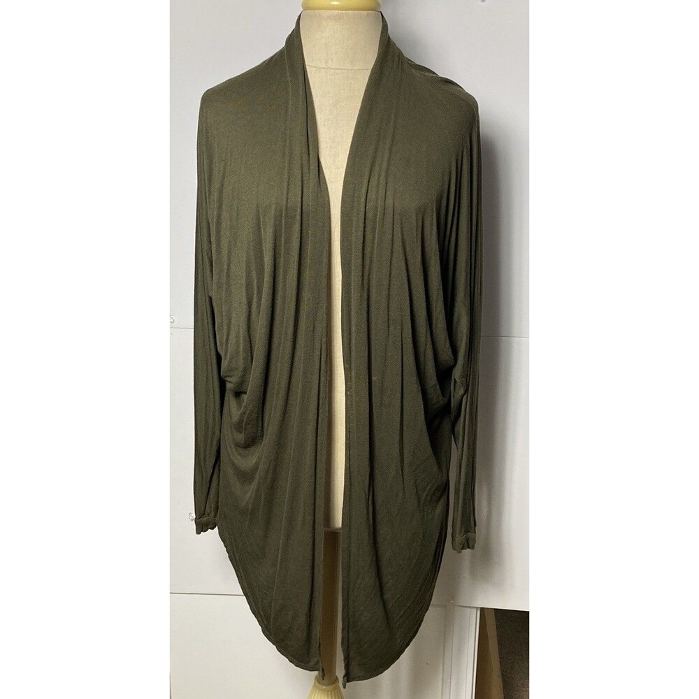 Newbury Kustom Lightweight Open Long Cardigan Size S Green Bottle